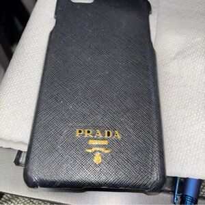 Prada Black and Gold Textured Phone Case / Asis sale